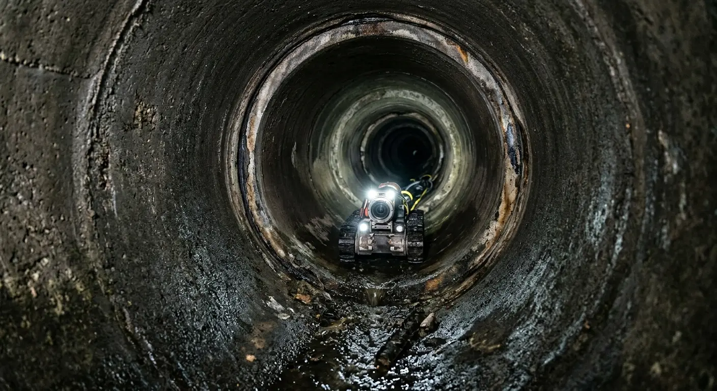 Robotic sewer camera inspecting pipe interior for Drain Snake Service in Lochearn